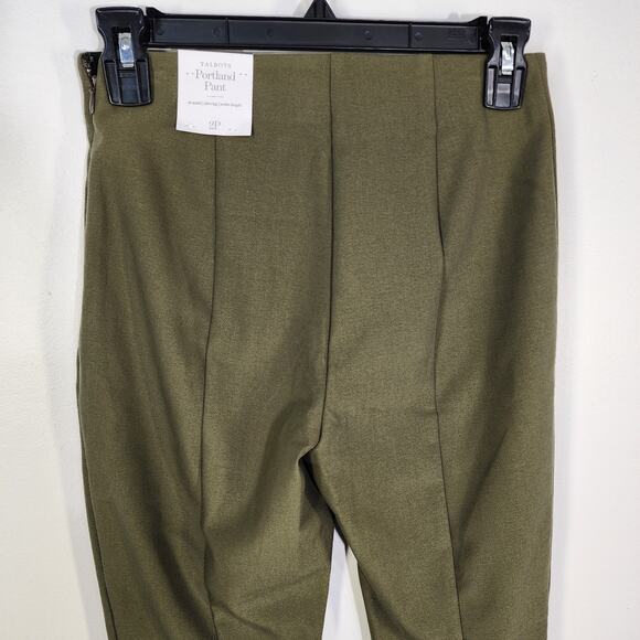 Talbots Portland Pant Womens Size 2P Slim Leg Olive Green Ankle Flat Front NWT - Picture 3 of 12